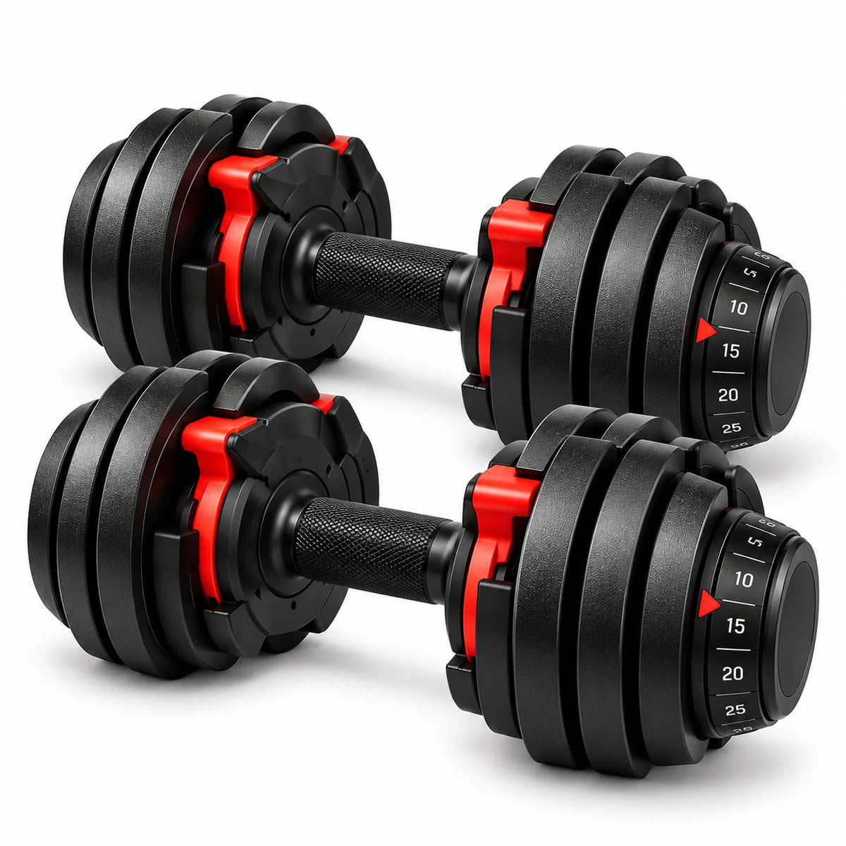 FitBlaze Adjustable Dumbbells Set of 2 with Dial Selector 5-25 lb Each