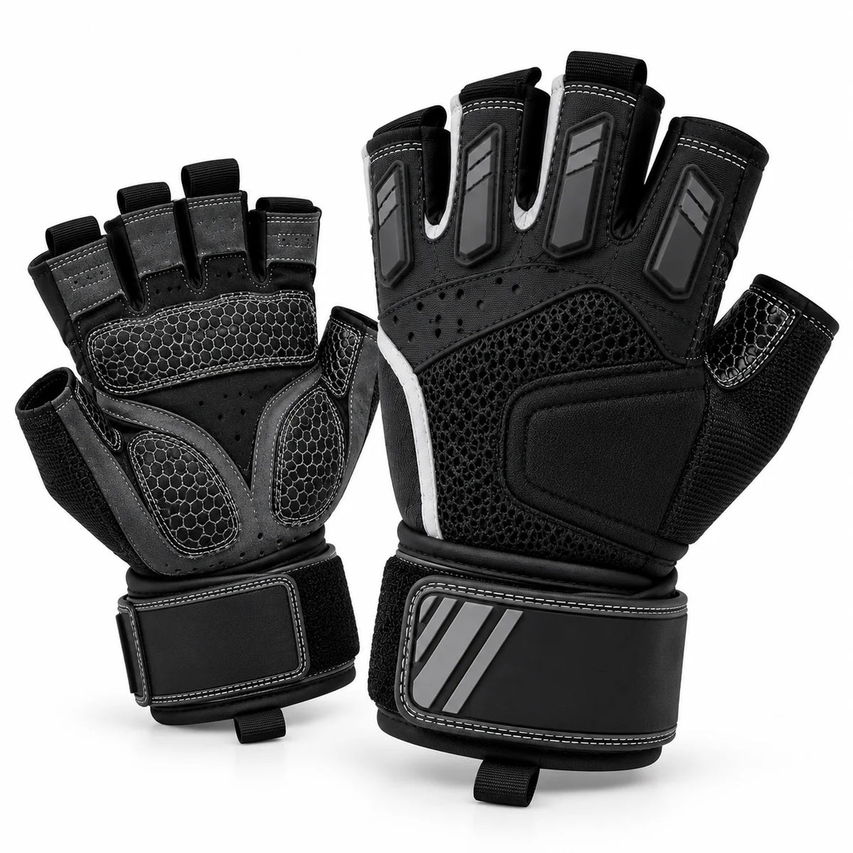 FitBlaze Half Finger Weightlifting Gloves with Wrist Wrap and Padded Palm