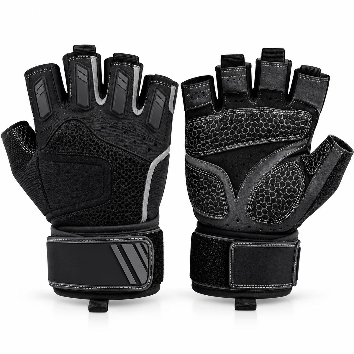 FitBlaze Half Finger Weightlifting Gloves with Wrist Wrap and Padded Palm