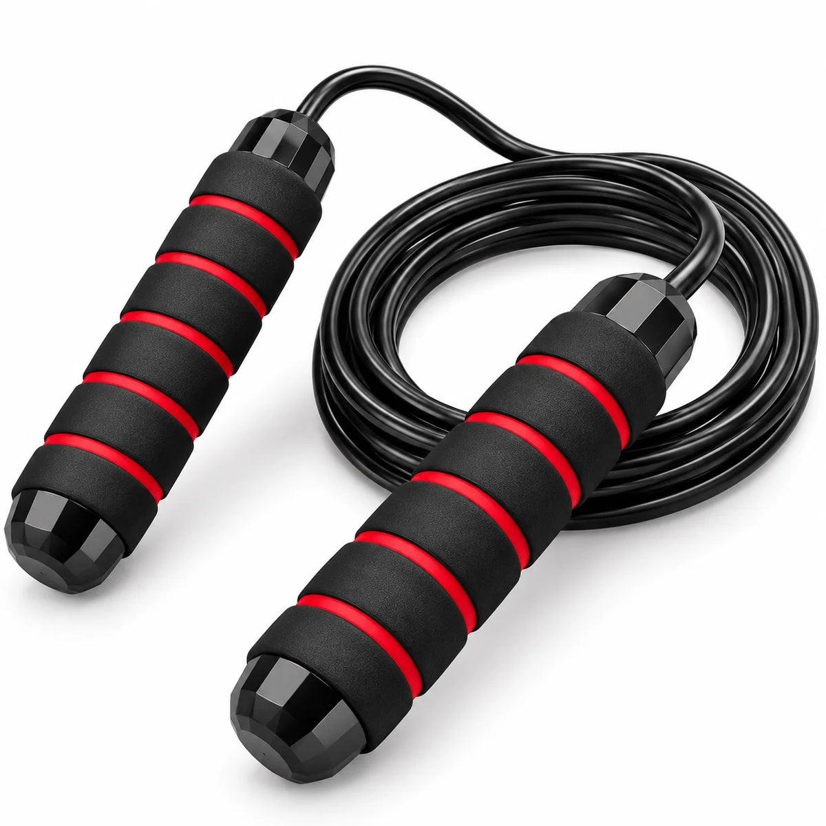 FitBlaze Jump Rope with Foam Grip Handles for Cardio Workouts Black and Red