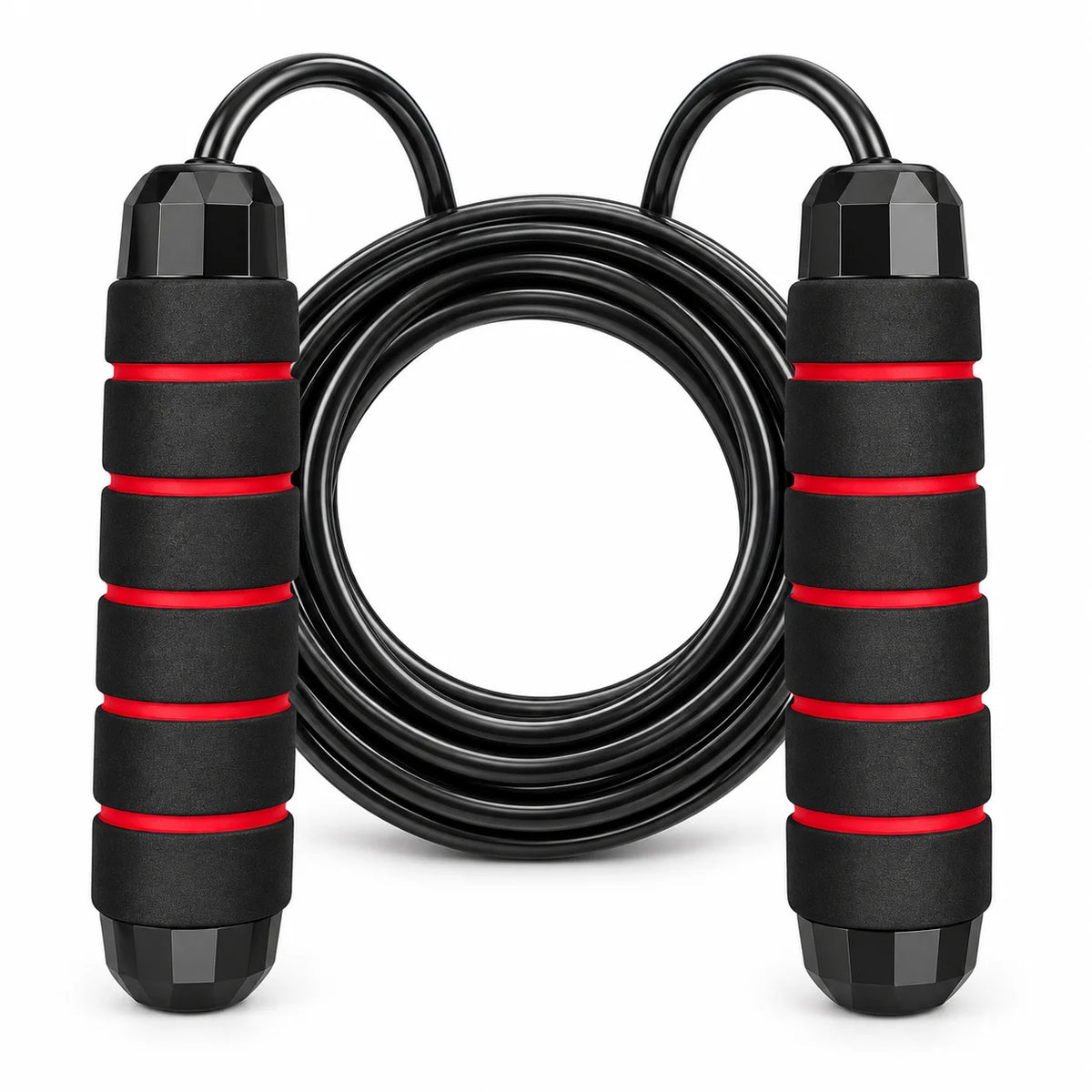 FitBlaze Jump Rope with Foam Grip Handles for Cardio Workouts Black and Red