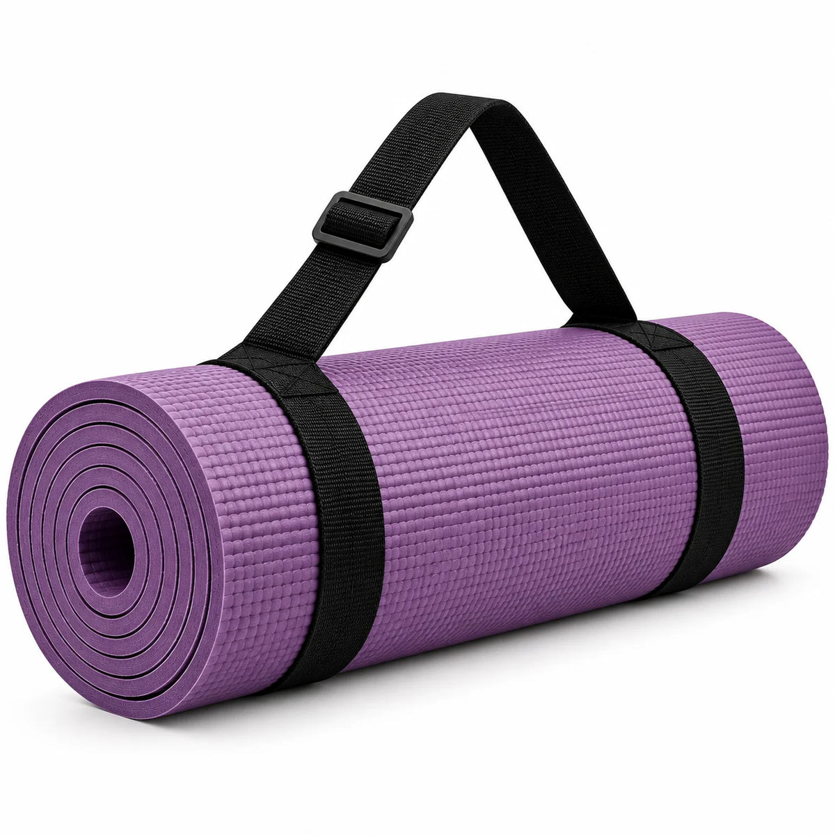 FitBlaze Yoga Mat with Carrying Strap and Textured Surface Purple