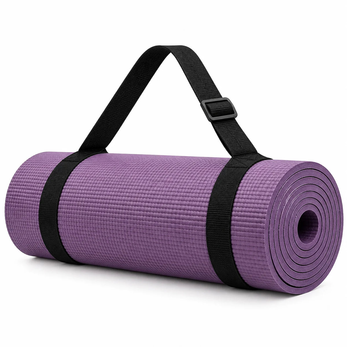 FitBlaze Yoga Mat with Carrying Strap and Textured Surface Purple