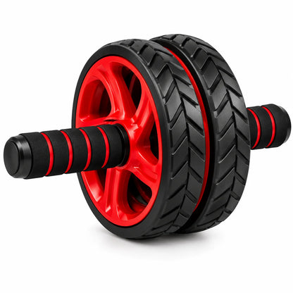 FitBlaze Ab Roller Wheel with Dual Wheels and Foam Handles Black and Red