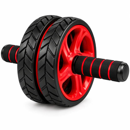 FitBlaze Ab Roller Wheel with Dual Wheels and Foam Handles Black and Red