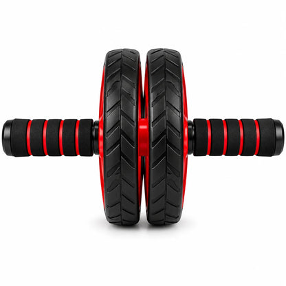 FitBlaze Ab Roller Wheel with Dual Wheels and Foam Handles Black and Red