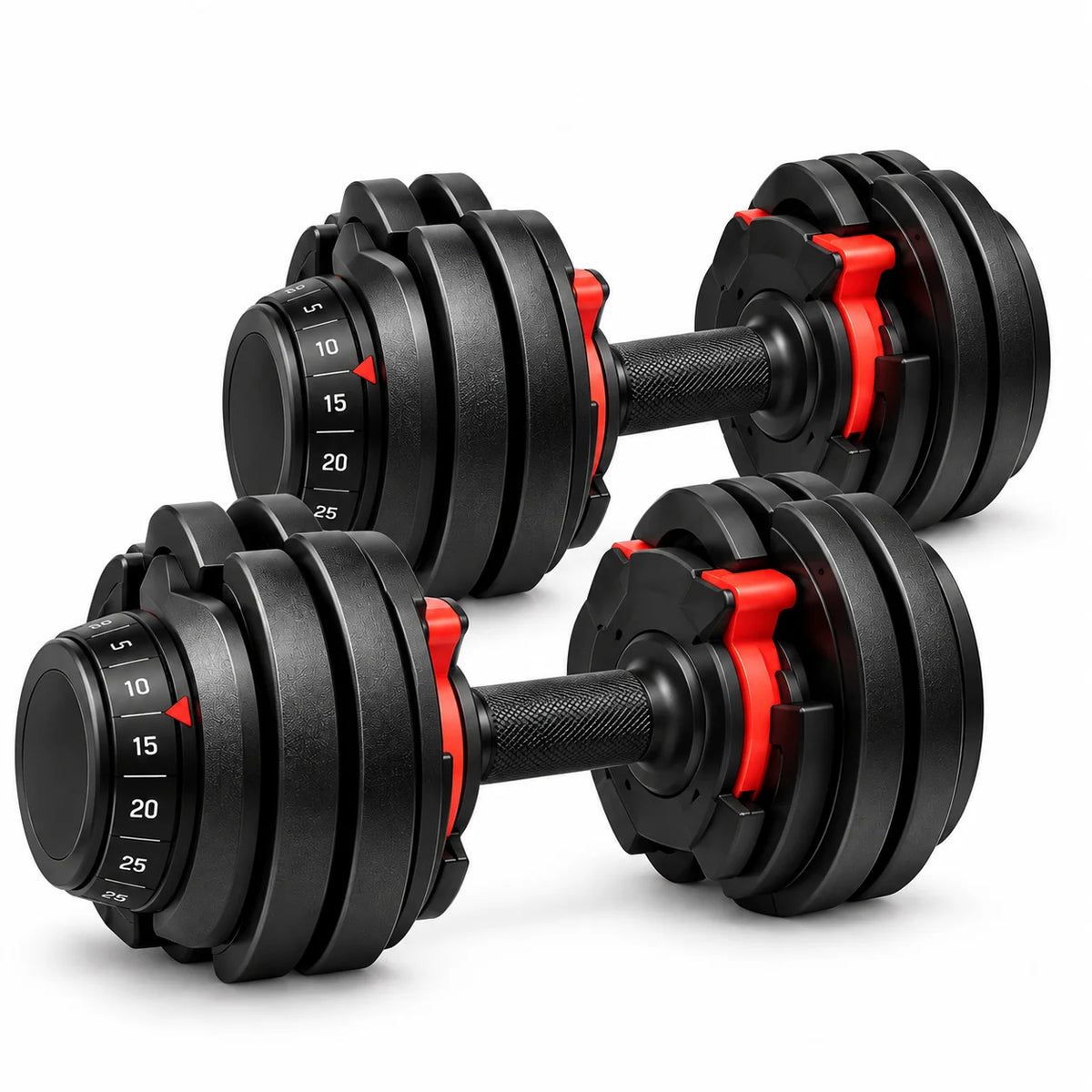 FitBlaze Adjustable Dumbbells Set of 2 with Dial Selector 5-25 lb Each