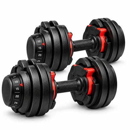 FitBlaze Adjustable Dumbbells Set of 2 with Dial Selector 5-25 lb Each