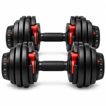 FitBlaze Adjustable Dumbbells Set of 2 with Dial Selector 5-25 lb Each