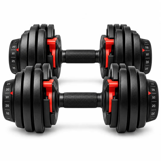 FitBlaze Adjustable Dumbbells Set of 2 with Dial Selector 5-25 lb Each