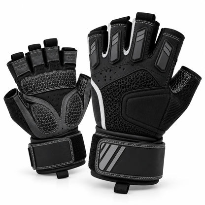 FitBlaze Half Finger Weightlifting Gloves with Wrist Wrap and Padded Palm