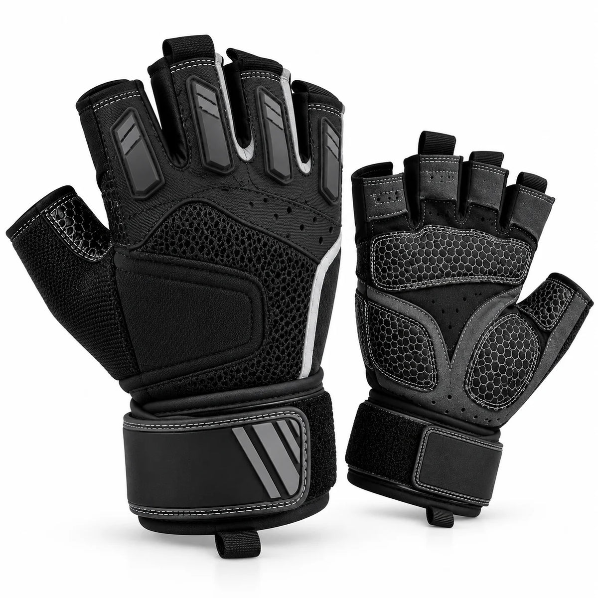 FitBlaze Half Finger Weightlifting Gloves with Wrist Wrap and Padded Palm