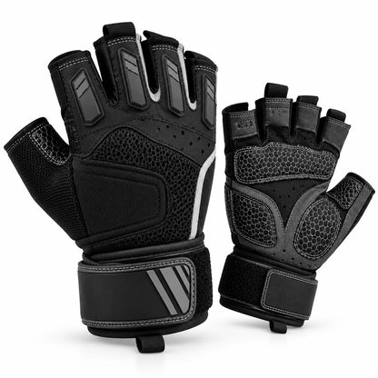 FitBlaze Half Finger Weightlifting Gloves with Wrist Wrap and Padded Palm