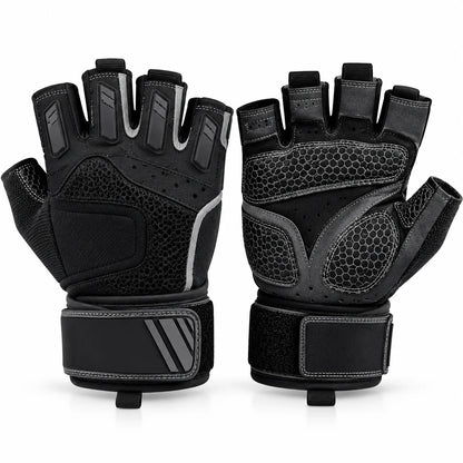 FitBlaze Half Finger Weightlifting Gloves with Wrist Wrap and Padded Palm