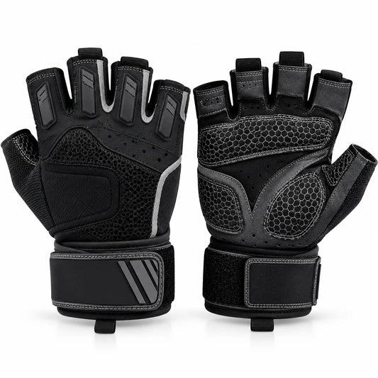FitBlaze Half Finger Weightlifting Gloves with Wrist Wrap and Padded Palm