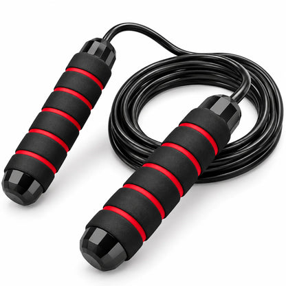 FitBlaze Jump Rope with Foam Grip Handles for Cardio Workouts Black and Red