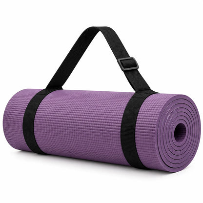 FitBlaze Yoga Mat with Carrying Strap and Textured Surface Purple