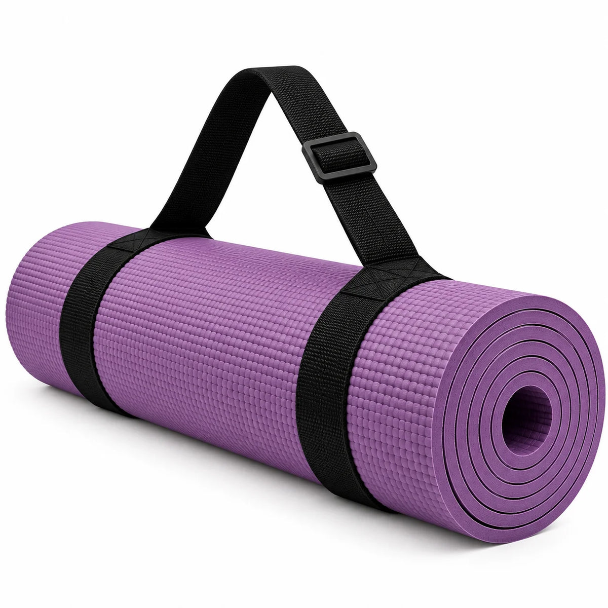 FitBlaze Yoga Mat with Carrying Strap and Textured Surface Purple